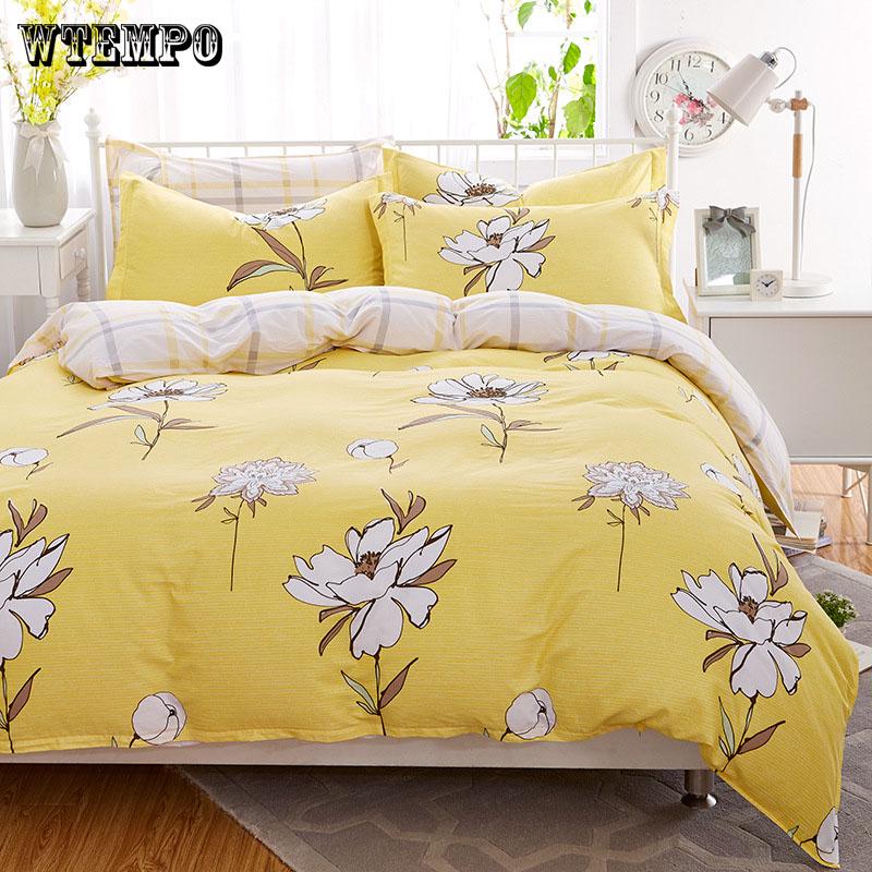 Sunflower Bedsheet Pillowcase Duvet Cover Sets 100% Cotton Bedlinen Size Bedding Set