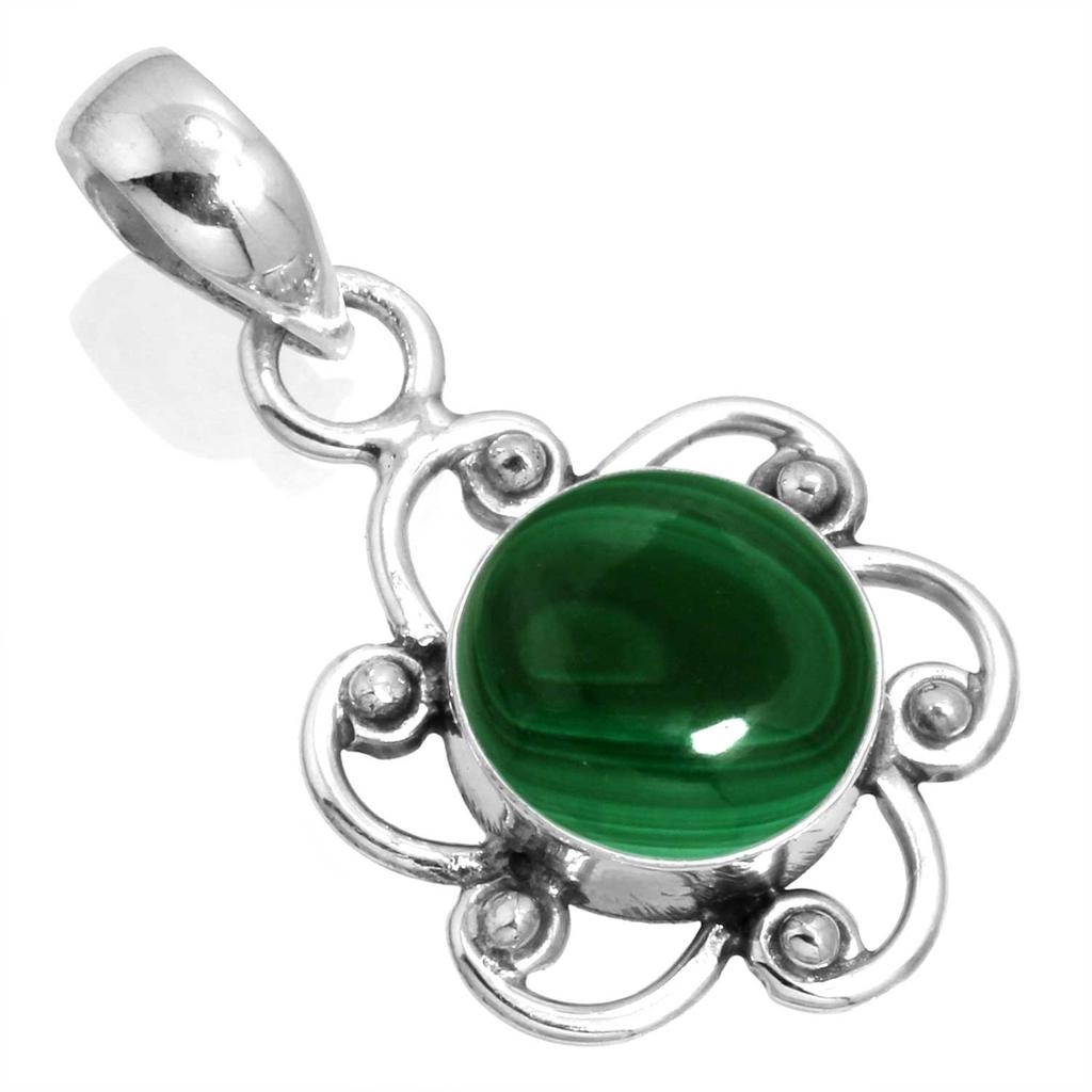 925 Sterling Silver Pendant Women Gemstone Handmade Jewelry Anniversary Gift Malachite Moonstone Rose Quartz Red Stone Smoky Topaz Tiger Eye Solitaire