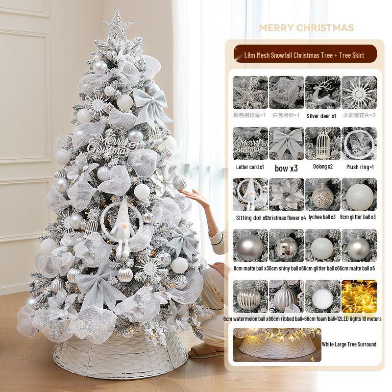 2M Luminous White Flocked Christmas Tree for Home or Window Decoration