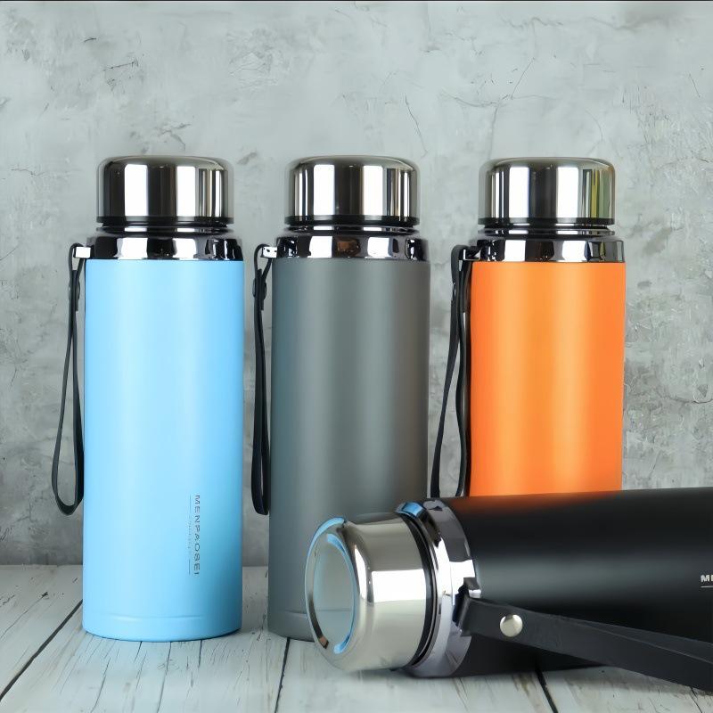 High-End Large Capacity Stainless Steel Thermos with Tea Infuser - Elegant Office Water Cup