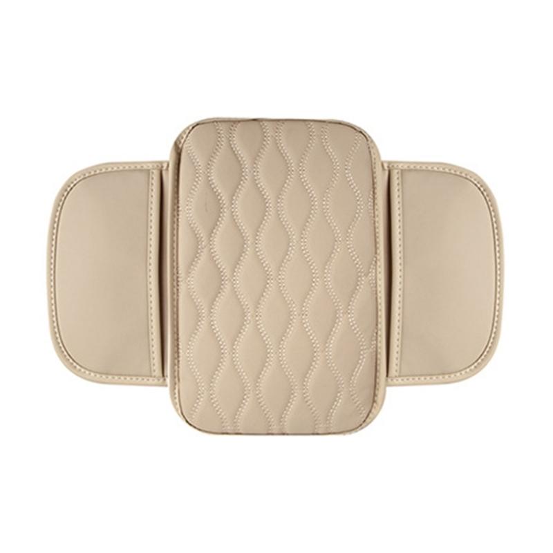 Center Console Leather Armrest Cushion Pad with 2 Storage Bags Replacement Armrest Protection Cover Quick Installation