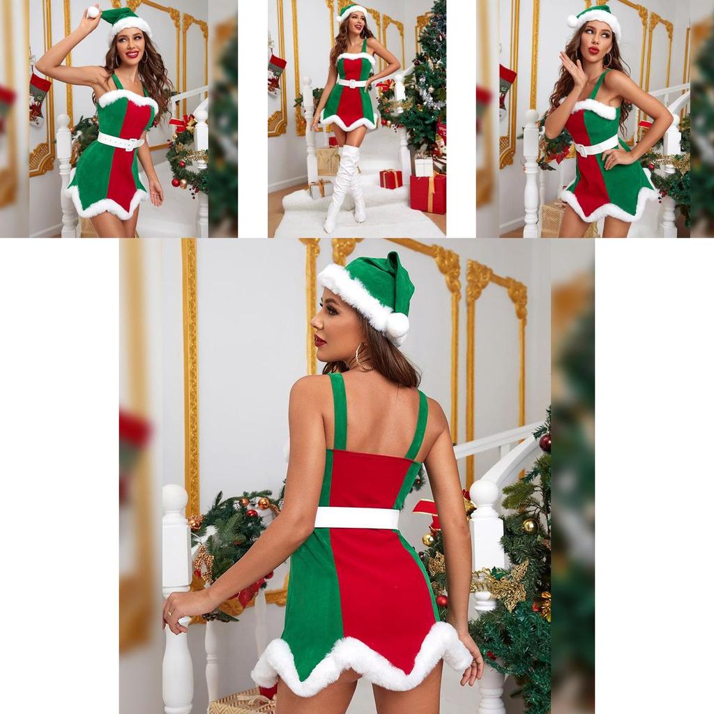 Festliches Weihnachts-Kostüm für Damen aus Polyesterstoff für Feiertagspartys