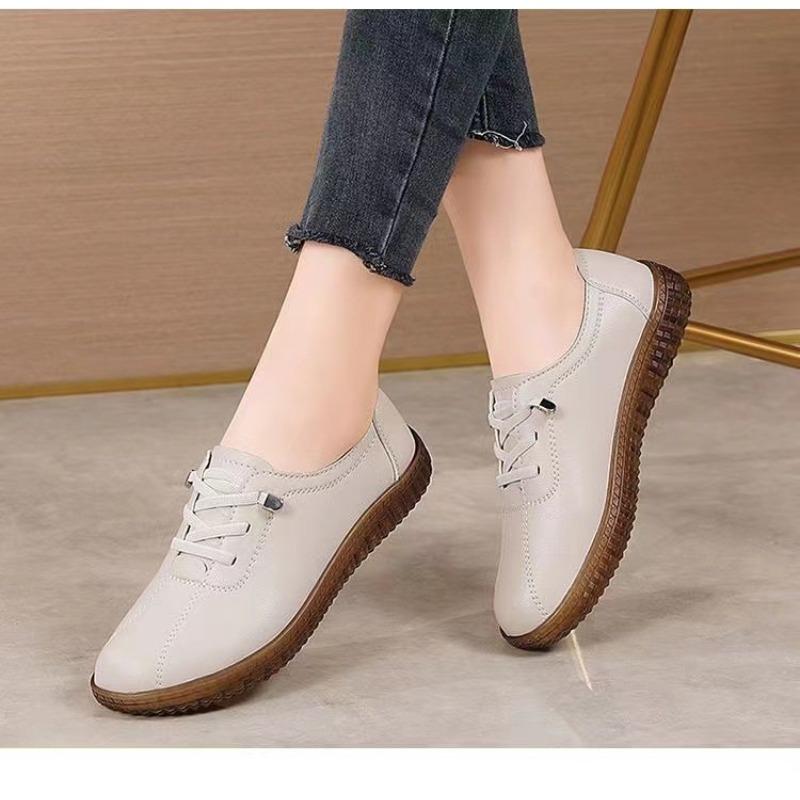 

Soft leather shoes soft sole breathable small leather shoes women s new little white shoes casual non-slip beef tendon sole autumn lazy shoes 40 серый
