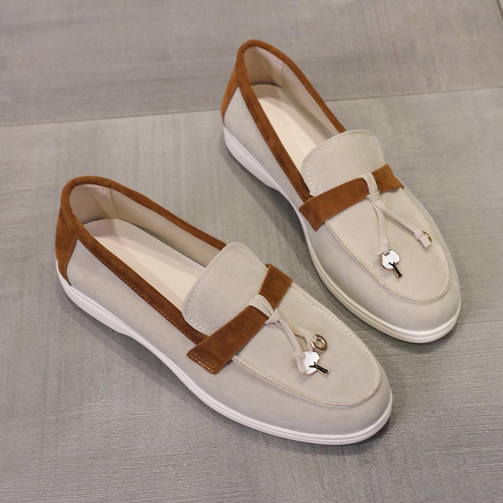 2024 autumn European and American foreign trade suede flat bottom large size low-top single shoes women's soft sole lightweight solid color foot s