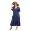 Plus Size Women's Big Size Polka Dot Casual v-Neck Elegant Hem Midi Dresses