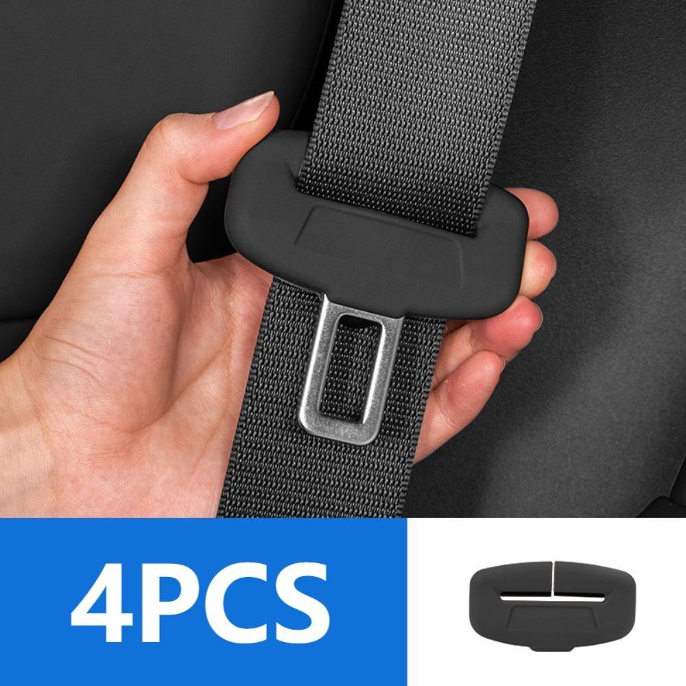 4Pcs Soft Silicone Anti-Collision Case Anti-Collision Protector Seat Belt Buckle Protector Anti-scratch Soft Protector Cover