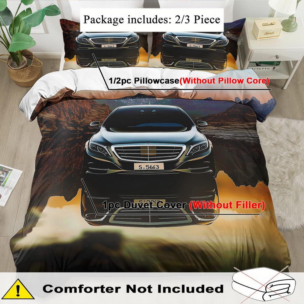 Car Theme Duvet Cover Set - 2/3pcs, Soft Comfortable Breathable, Car Pattern Printed Bedding Set, Car Print Duvet Cover Set