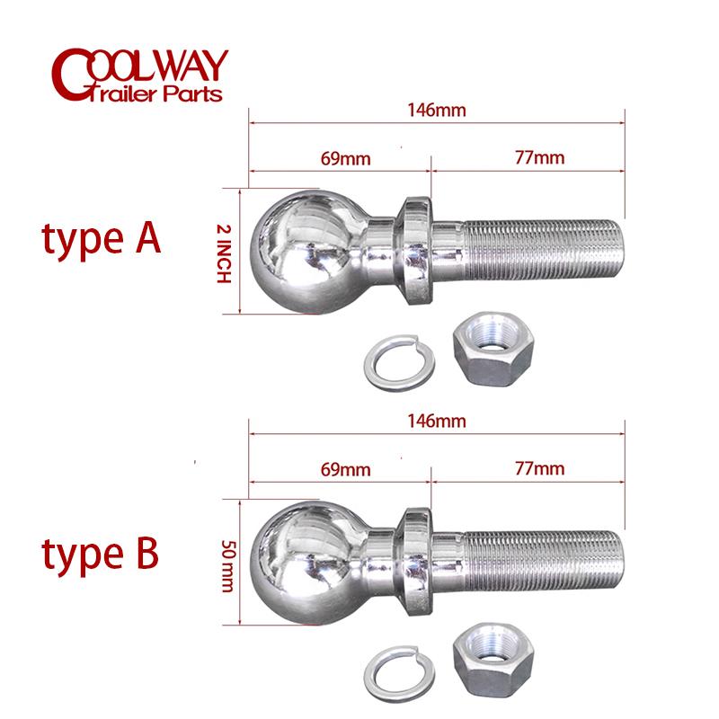 Special Lengthen Chrome Hitch Mount Tow Ball 50mm 2 INCH Shank Dia Coupling Trailer Parts RV Camper Caravan Accessories