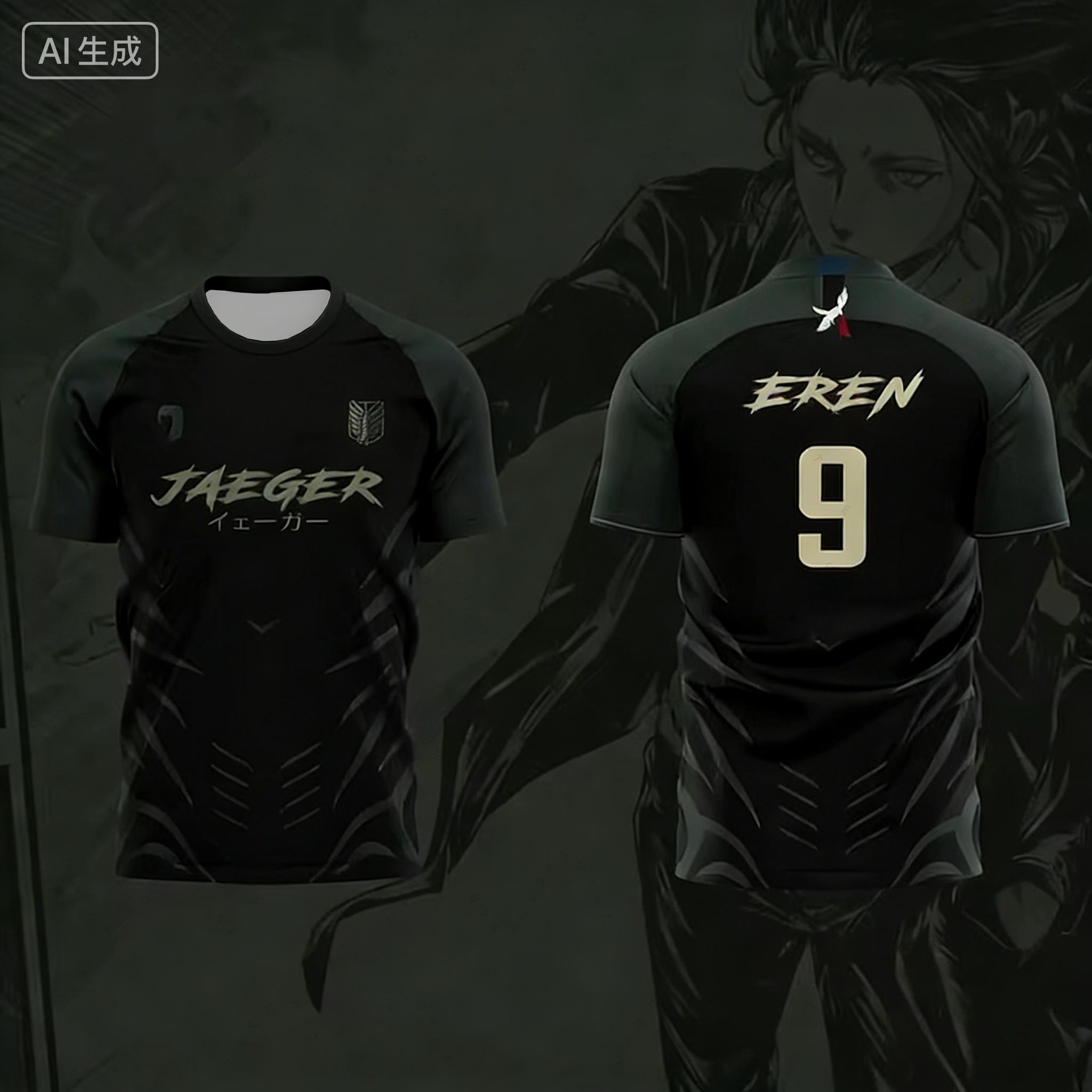 

Japanese Animation Attack On Titan Theme 3d Printing Sports Breathable Men s Women s Same T-Shirt Football Shirt Short Sleeve S