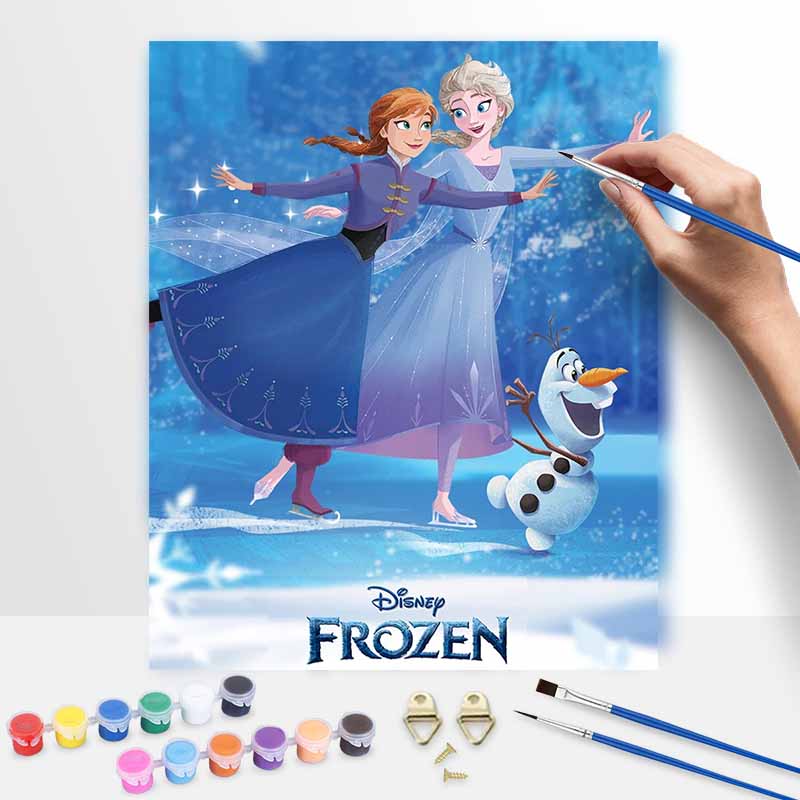 Disney oil painting handmade diy Frozen Elsa Anna and Olaf gifts home decorations 20x30cm
