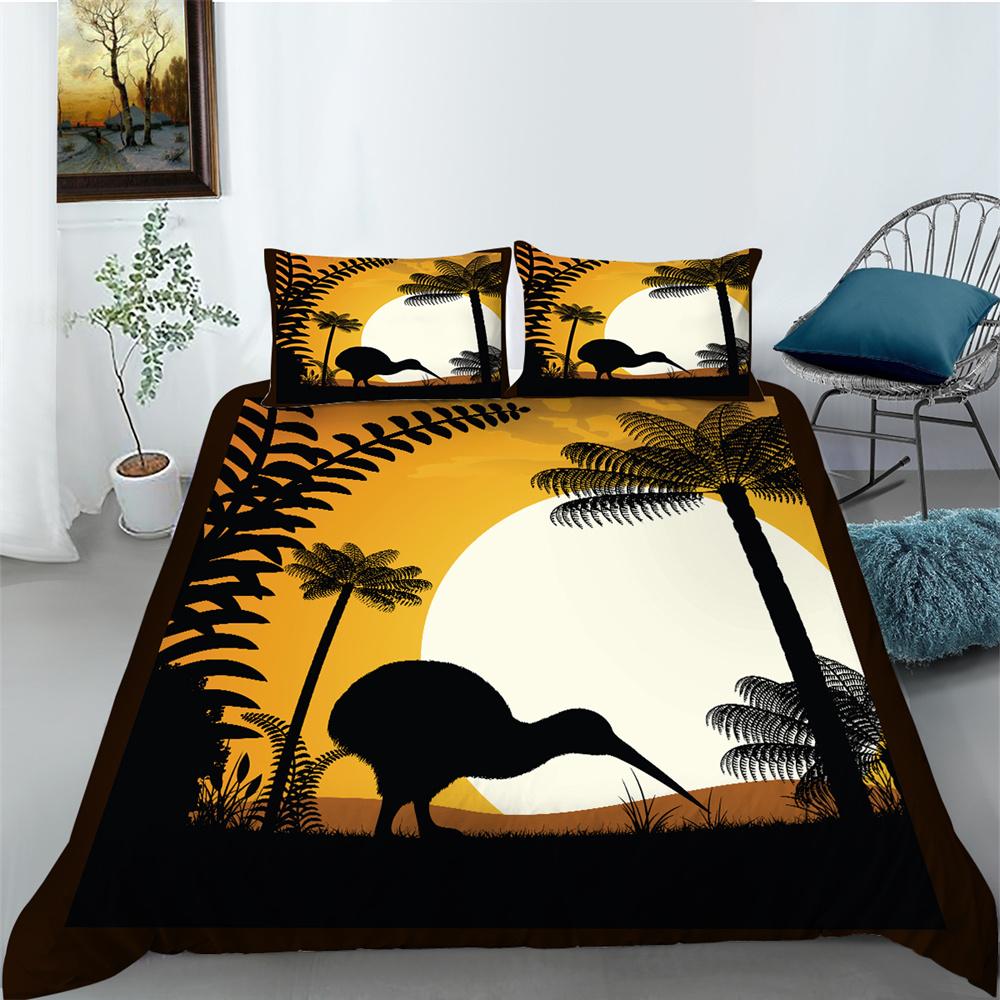 Home Bedclothes Decor Bed Quilt Cover Set Modern Bedspread 3D Birds Design Printing Microfiber Bedding Suit