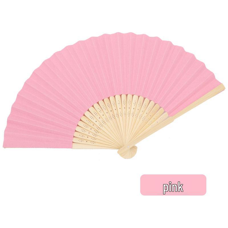 Solid Color Bamboo Folding Fan for DIY Crafts - Children's Kindergarten Material, Customizable with Logo or Text