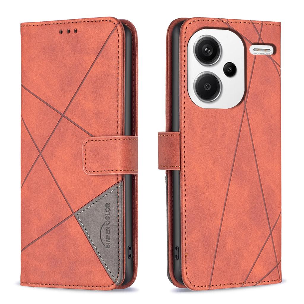 BINFEN COLOR For Xiaomi Redmi Note 13 Pro+ 5G Phone Cases Wallet Stand Geometry Imprinted Leather Cover