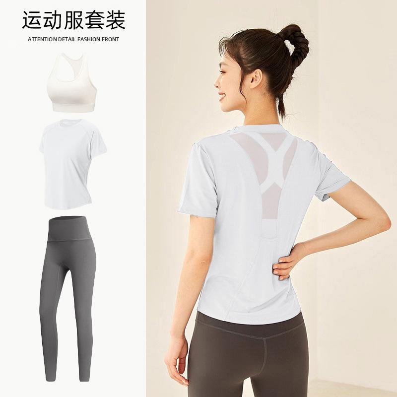 Tennis suit women's short-sleeved training clothes outdoor running quick-drying clothes thin badminton T-shirt fitness clothes