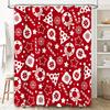 Red And White Christmas Shower Curtain Decorative Fabric Bath Room Waterproof Printing Washing Machine Washable Size