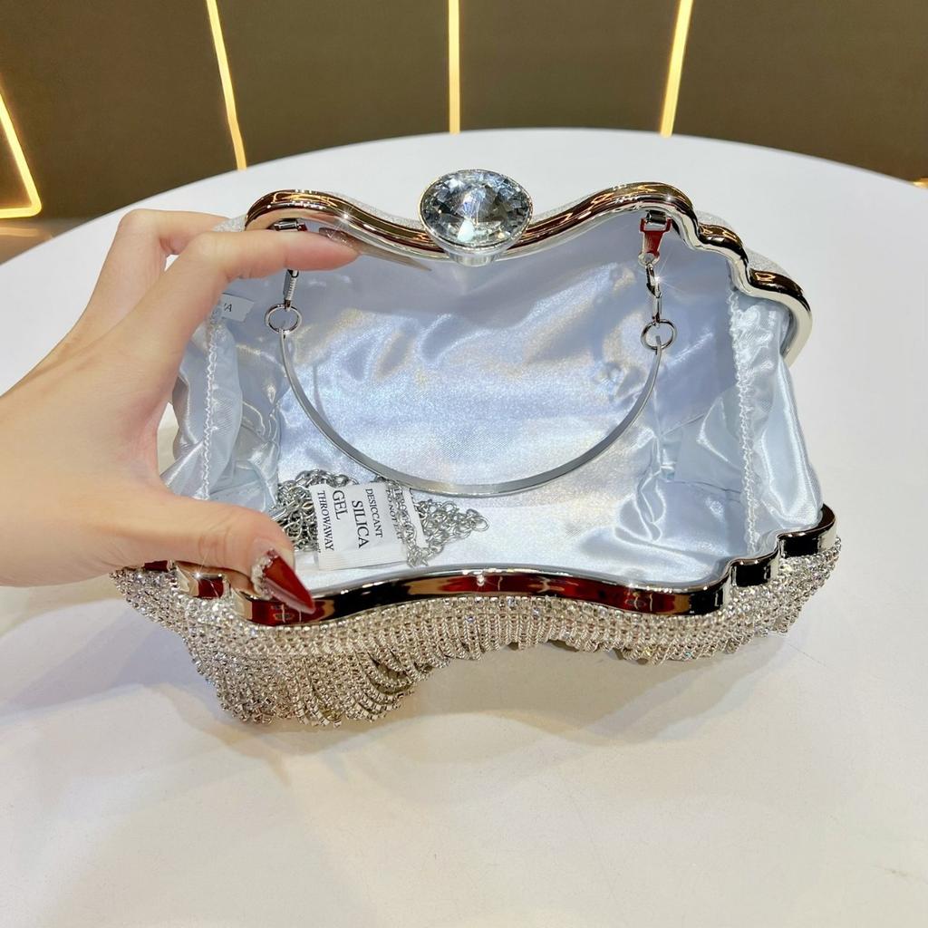 Diamond-encrusted Tassel Dinner Bag, Dress Handbag, Clutch Bag, Rhinestone Crossbody Women's Bag, Niche Bag