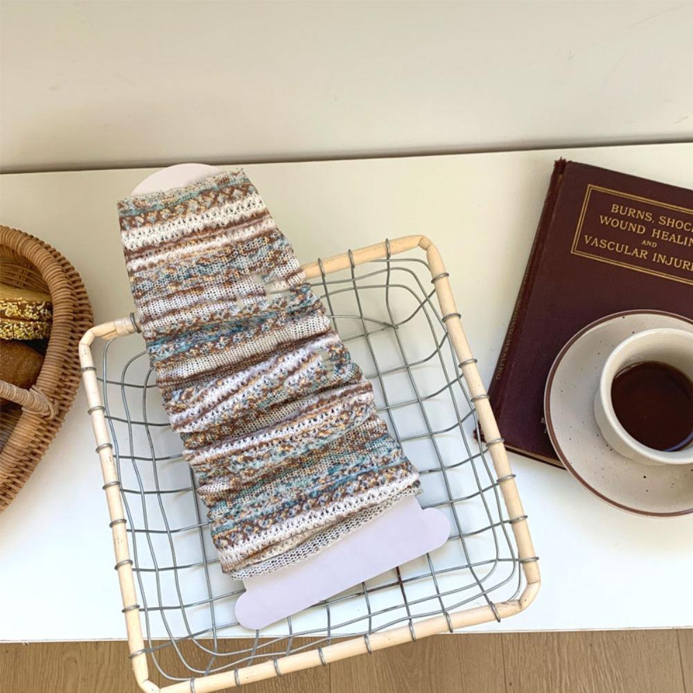 

Color Block Stripe Foot Cover Elastic Leg Warmers Women Retro Knitted Leg Warmers Spring Fall хаки