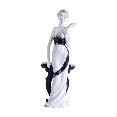 Estatua de Chica de Cerámica Figura de Dama Adorno Coleccionable Escultura para Entrada Armario Escritorio Chimenea