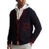 Polo Ralph Lauren FW22 Button V-Neck Letter Print Wool Sweater Men Sweater Navy-Blue MNPOSWE16821196
