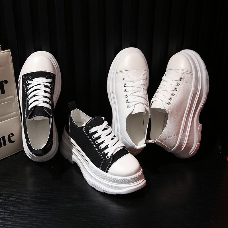 Woman Platform Sneakers Women Casual Shoes Female Canvas Shoes Tennis Ladies Walking Chunky Sneakers Lace Up Shoes D111