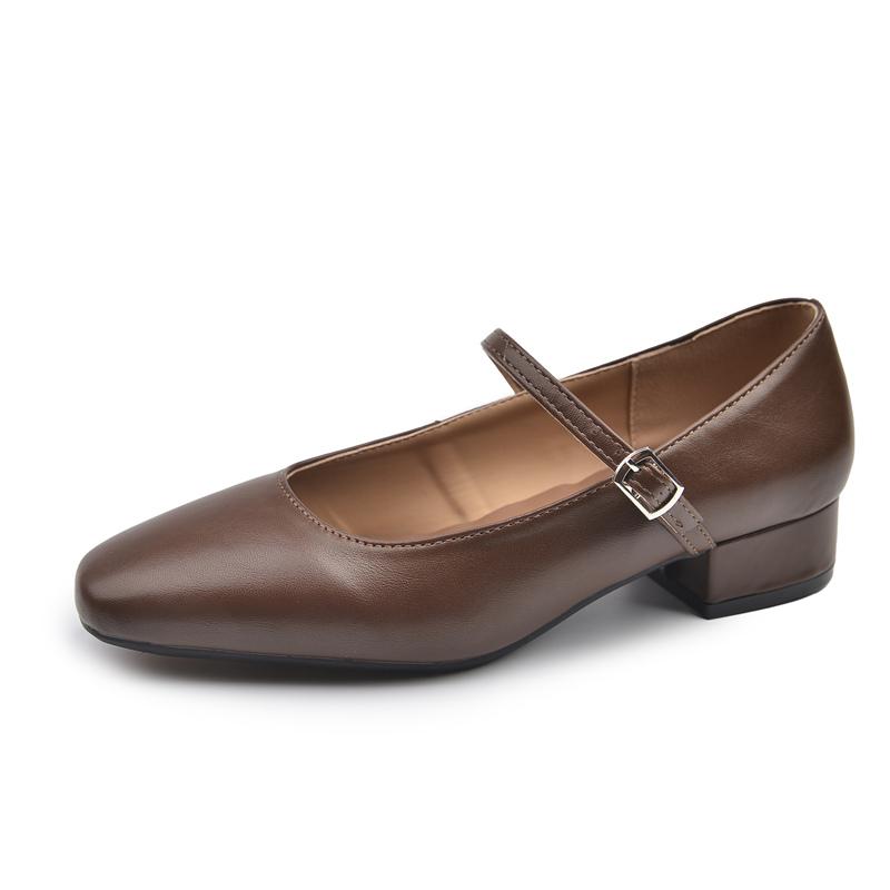 Mary Jane Enkelsko Sko med tykk hæl Elegant Klassisk Retro Firkantet tå Komfortabel Myk Lavt utsnitt Lav hæl Damesko