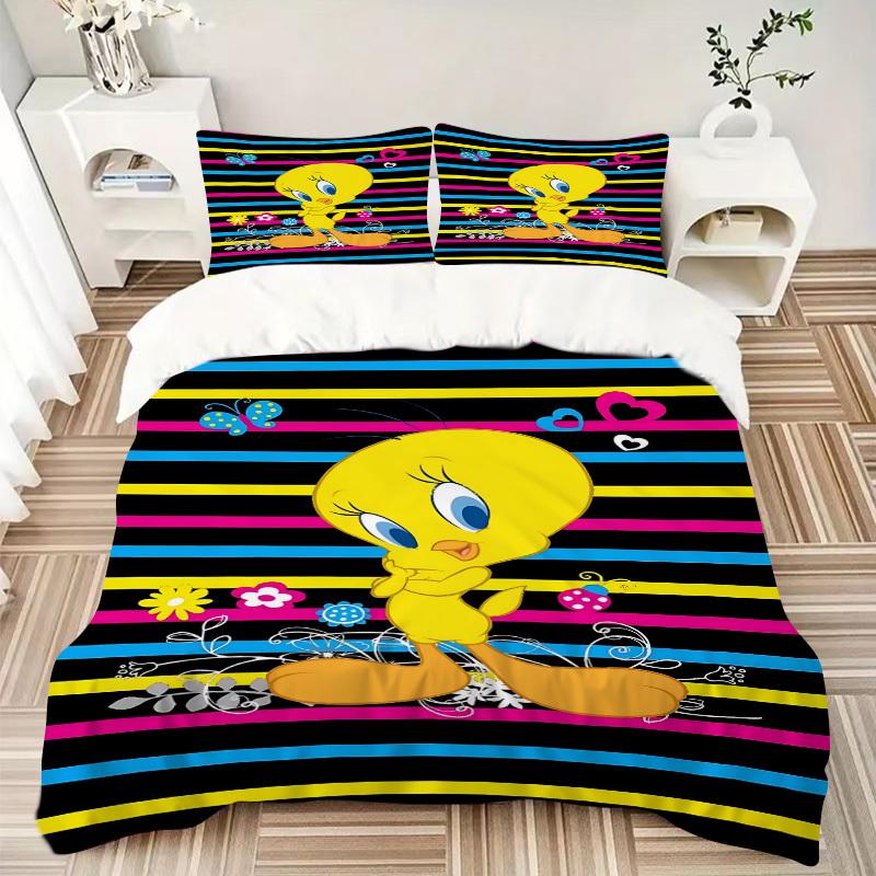 3pcs Tweety Bird Cover Set,Soft Comfortable Duvet Cover,Guest Room (1*Duvet Cover + 2*Pillowcases, Without Core) yy251024110