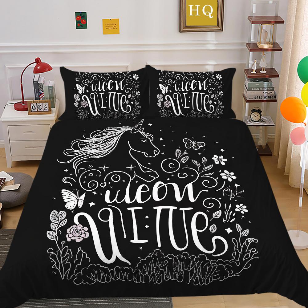 

Комплект постельного белья с 3D принтом единорога, домашнее постельное белье, королевский размер, микрофибра, мужской детский мягкий комплект постельного белья высокого качества EU Single 135x200cm