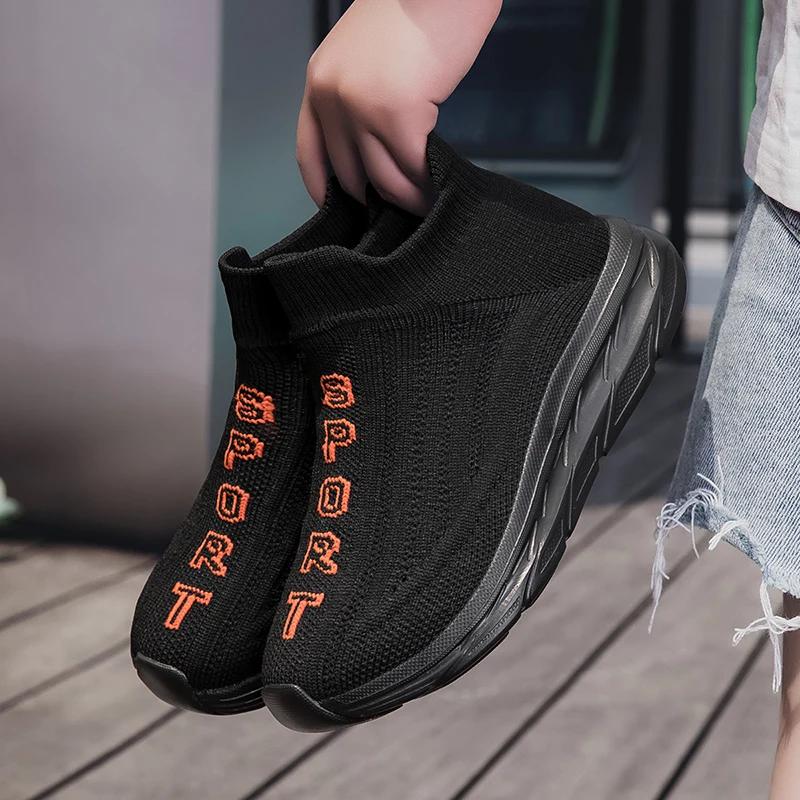 Kids Girls Flat Casual Shoes Fashion Knitted Running Shoes 2025 Children Sneakers for Boys Mesh Breathable Running Sports Shoes