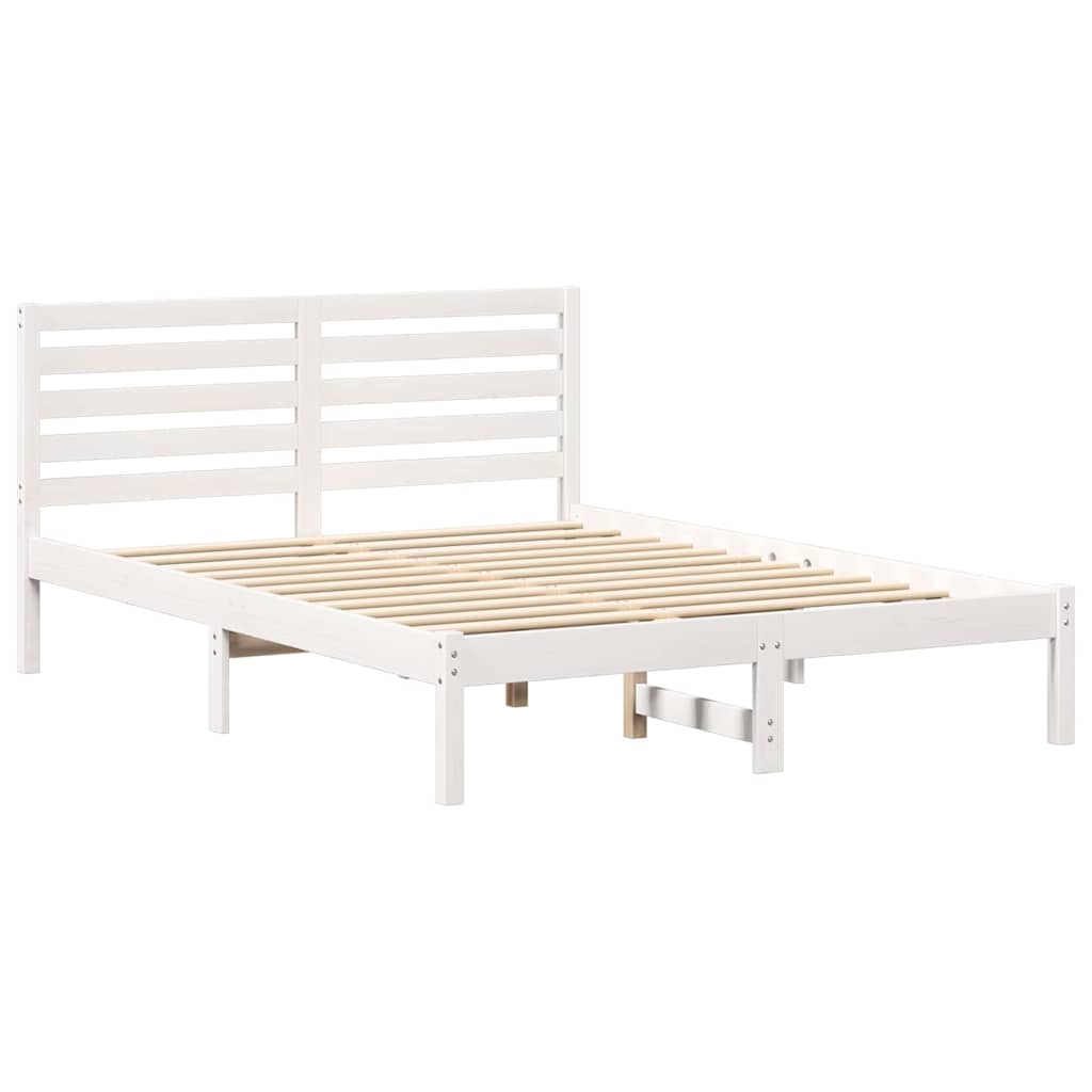Bed Frame with Headboard White 120 x 190 cm Solid Pine Wood