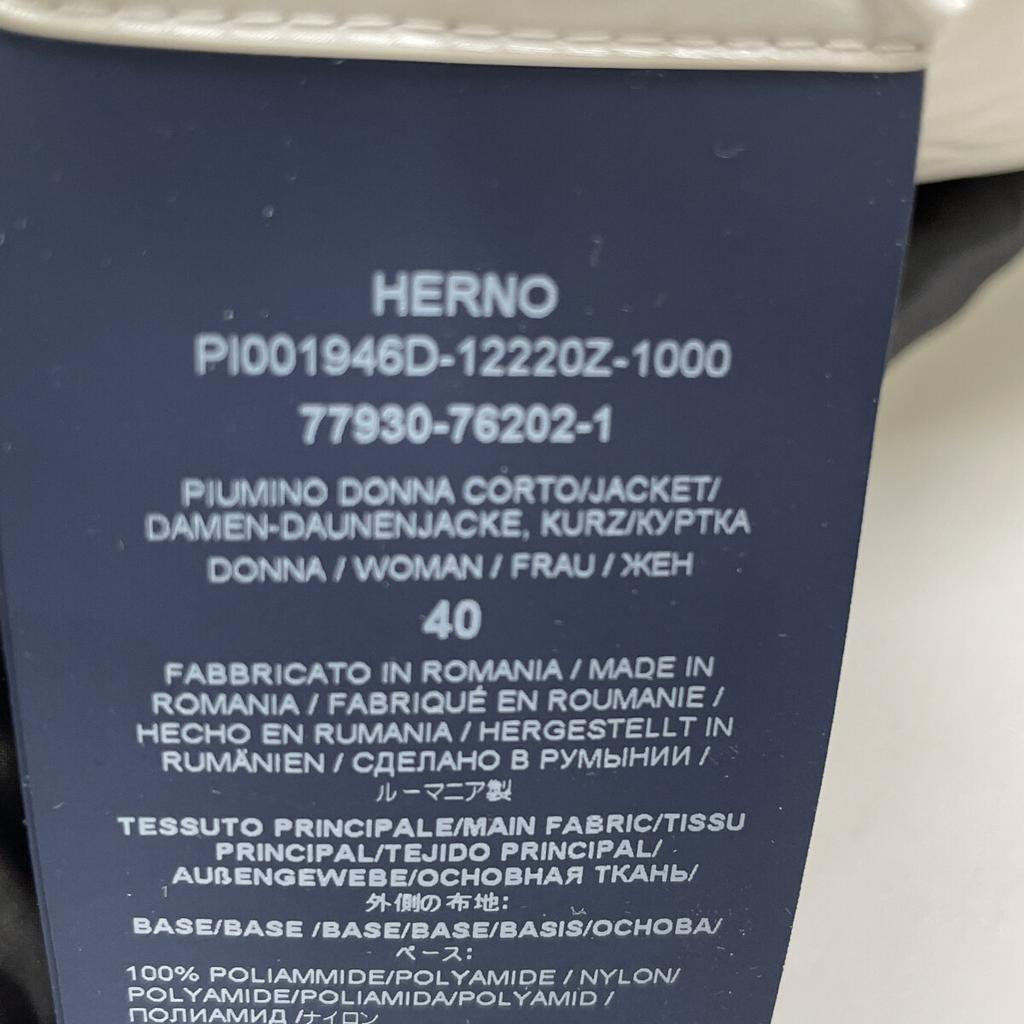 Herno 24AW PI001946D-12220Z‐1000 White Nylon Down Jacket Jacket 40 whiteUsed
