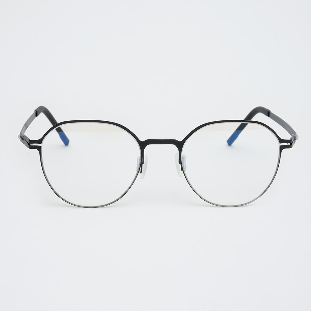 Alloaiweeo [The Air_Flat] Al8305 0909M Ultra-Lightweight Semi-Over Panto Round Black Eyeglass Frames