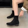 Fashion Women's Ankle Boots Elegant Solid Suede Back Zip Female Shoes Thick Low Heel Bottines Femmes Autumn Casual Short Botines Shoes