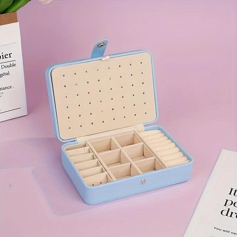 Large Capacity Travel Jewelry Storage Box Double Layered Buttoned Jewelry Organizer Portable Jewelry Storage Box Home Decoration