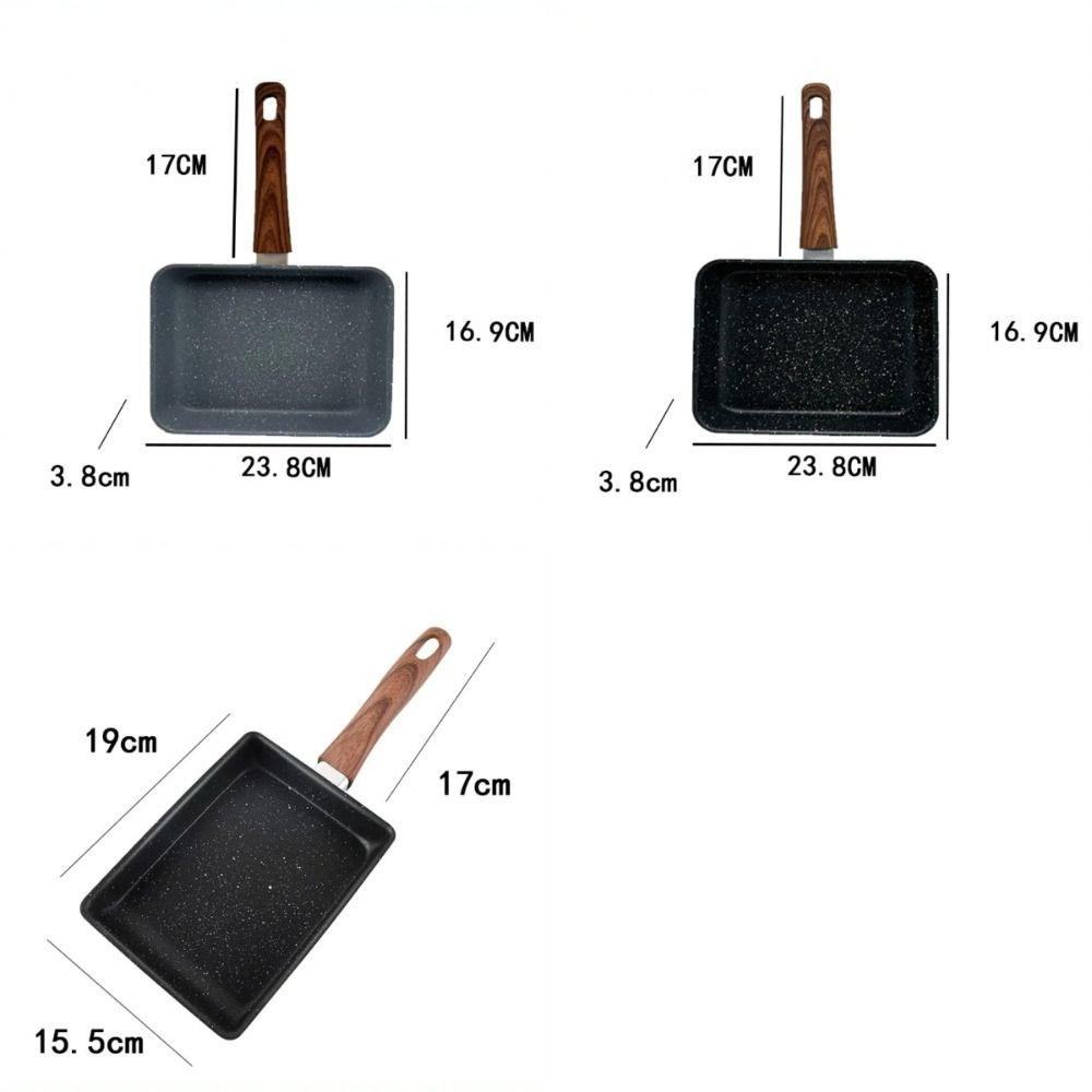 Mini Japanese Tamagoyaki Frying Pan Rectangle Wooden Handle Omelet Pan NonStick Kitchen Gadgets Breakfast Maker Cooking Tools