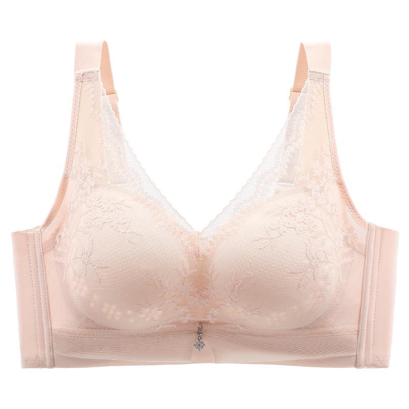 Breathable Gathering Bra for Women Without Steel Rims Thin Design Plus Size Push Up Bra Adjustable Top Support Bra