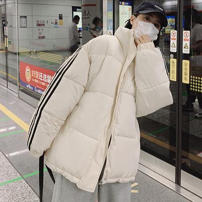 Winter Warme Parkas Damen Baumwollgefütterte Jacken Y2K Streifenmantel Dick Gepolsterte Jacke Stehkragen Damen Mädchen Casual Oberbekleidung