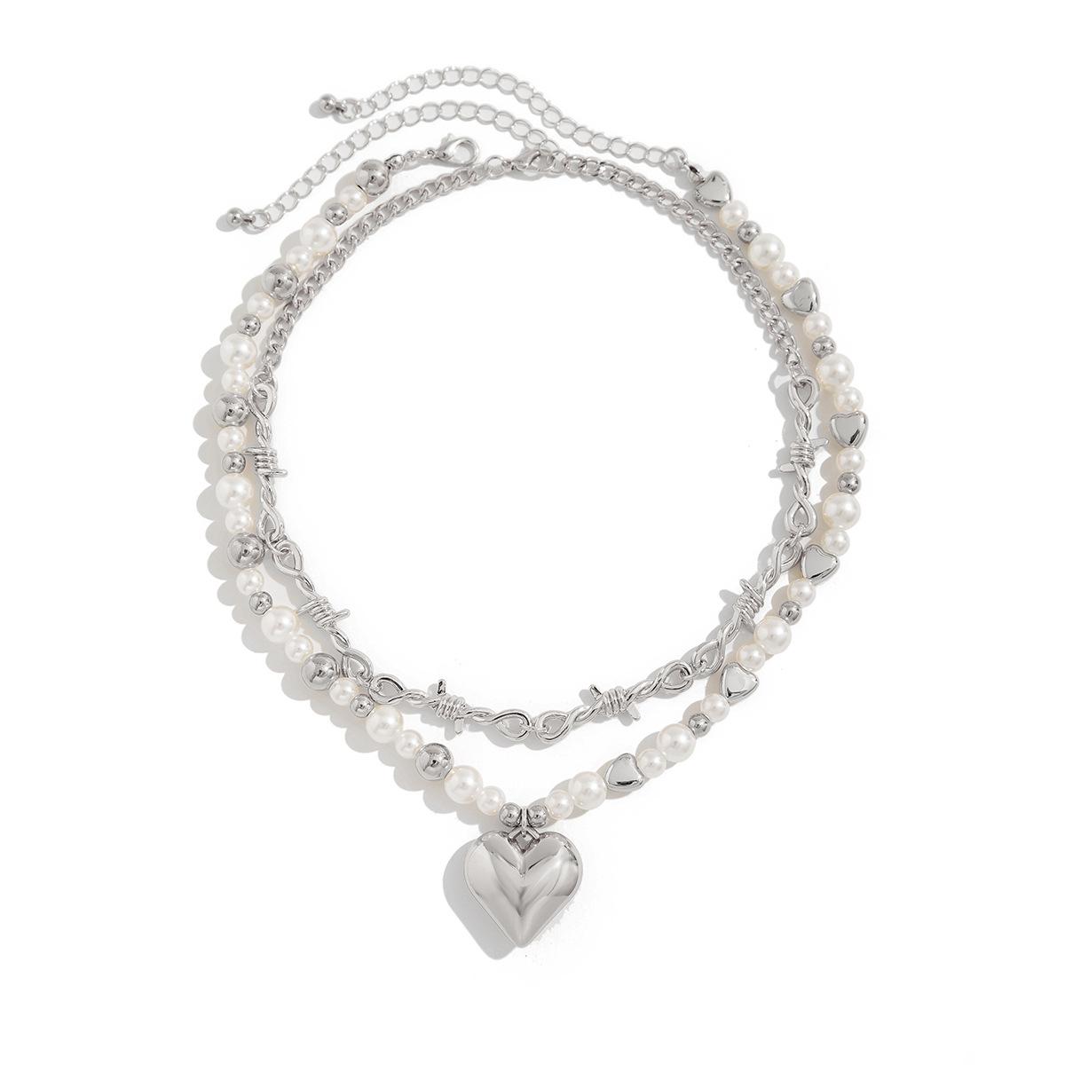 

Цепочка для галстука из искусственного жемчуга, панк-ожерелье с подвеской в виде сердца для девочек и женщин, ювелирные изделия, подарки на День святого Валентина