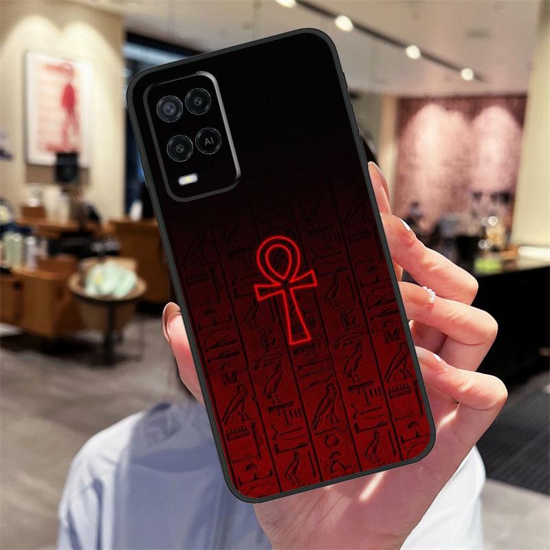 Égypte Nefertiti Anubis Ankh Étui Pour Oppo A78 A98 A79 A18 A38 A58 A40 A60 A80 A16 A76 A96 A15 A74 A94 A54 A17 A77 Coque