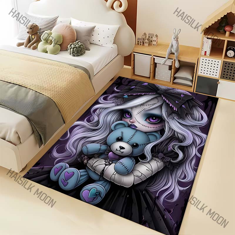 

Halloween Theme Zombie Girl Bear Carpet for Living Room Bedroom Bedside Floor Mat Cloakroom Sofa Area Rug Large Size 40x60cm