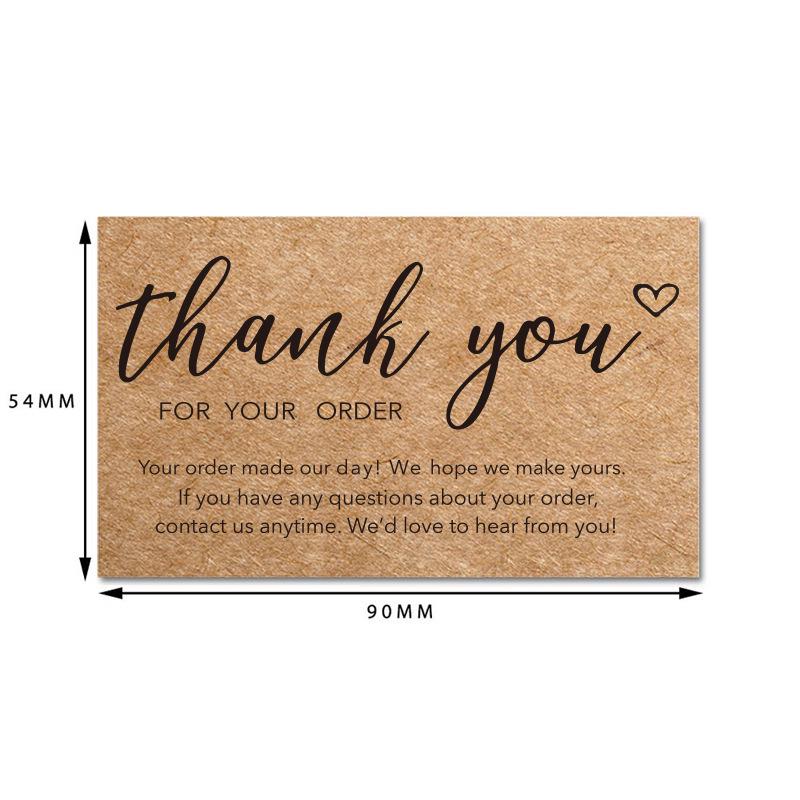 50-Pack Retro Kraft Paper Thank You Greeting Cards for Holiday Gifts