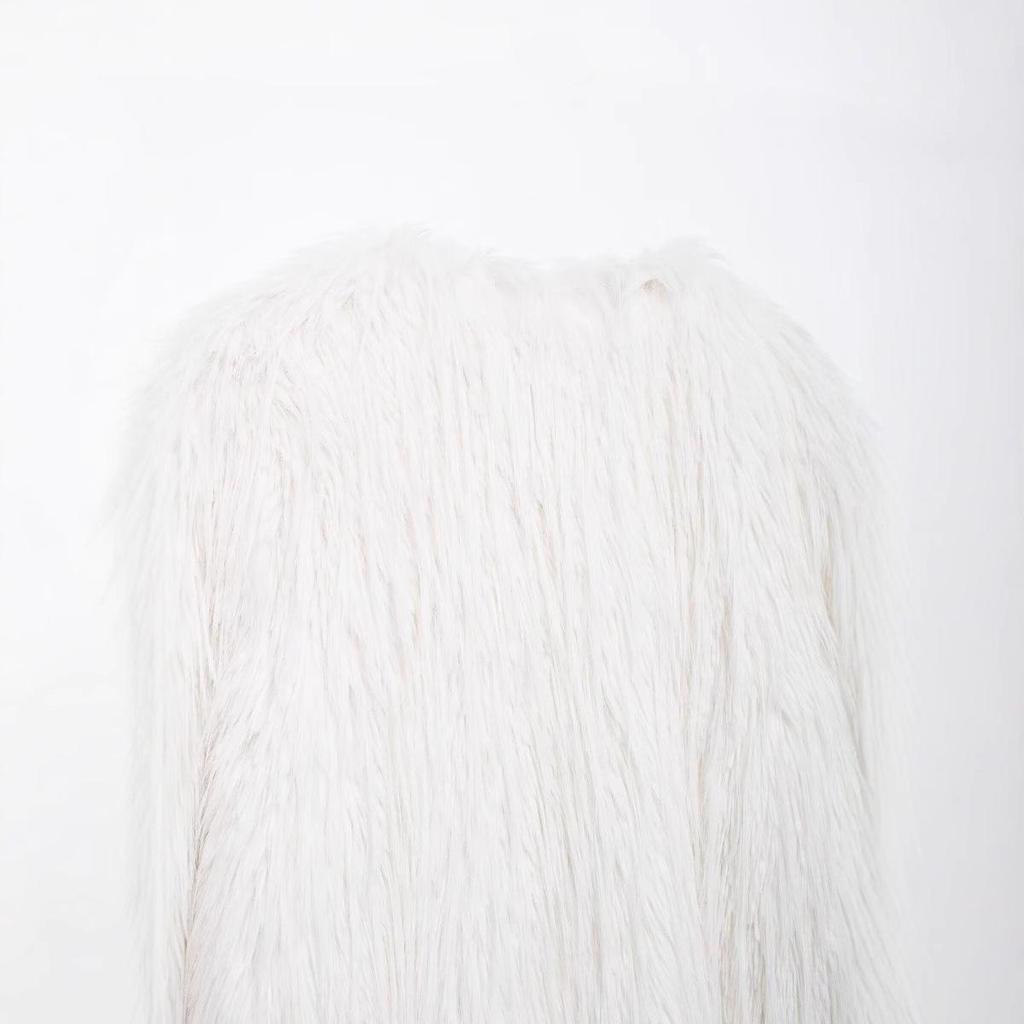 2024 Autumn Women's European & American Style Faux Fur Long Sleeve Jacket