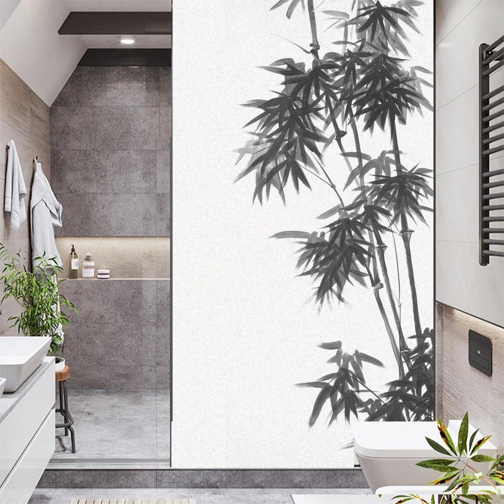 Static Cling Window Film Privacy Bamboo Non Adhesive Glass Sticker Window Coverings for Homedecor