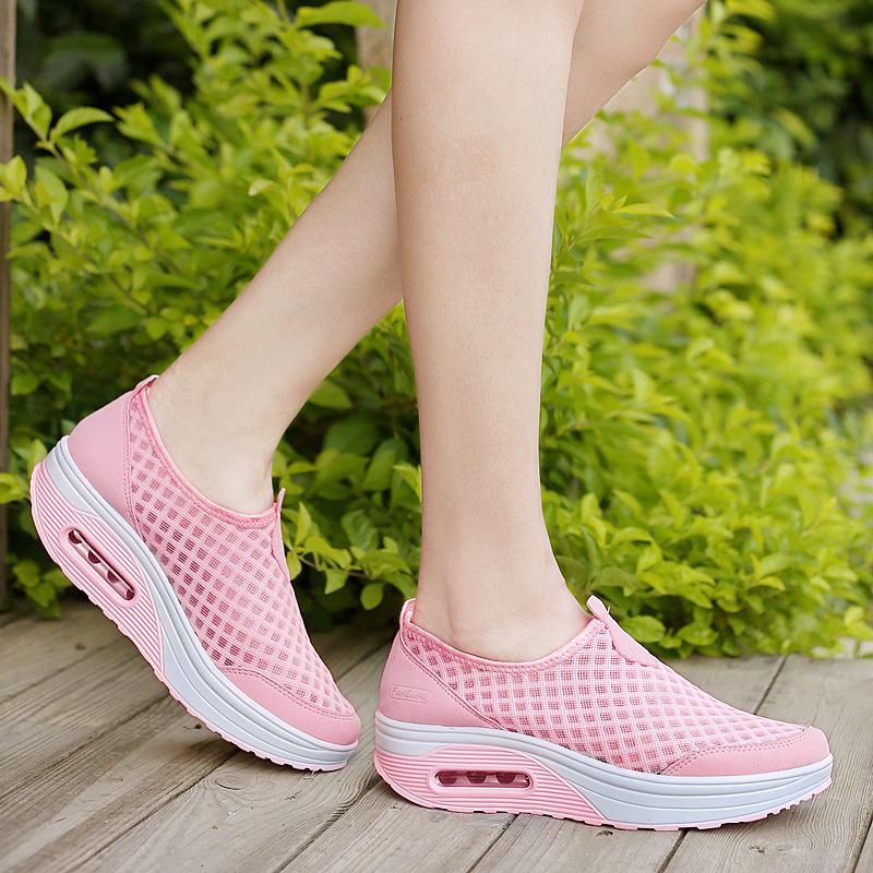 Autumn New Rocking Shoes Air Cushion Women's Shoes Mesh Casual Sports Thick-soled Muffin Shoes Women's Single Shoes
