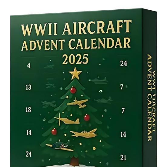WWII Aircraft Advent Calendar 2025 24-Day Christmas Countdown Calendar with 24 Fighter Warbirds Pendants