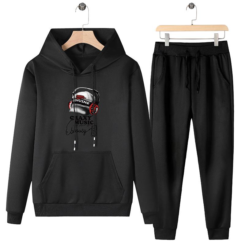 

Весенне-осенний мужской непринужденный высокоэластичный спортивный костюм L чёрный