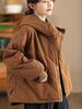 Women's Diamond Pattern Hooded Cotton Jacket - Winter Coat with Dark Buckle, Style 81607.
