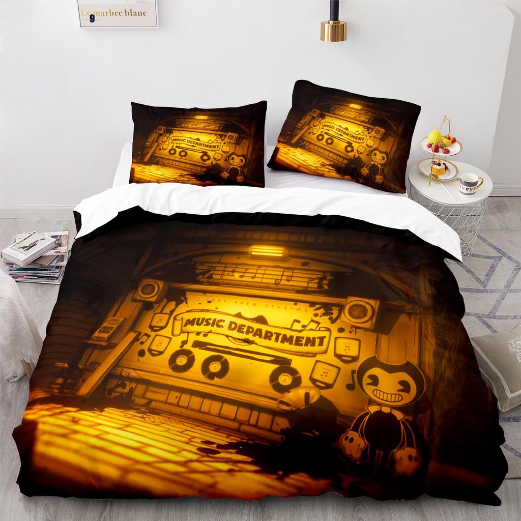 New Anime Bendy & Ink Machin Bedding Set Single Twin Full Queen King Size Bed Set Adult Kid Bedroom Duvetcover Set Home Textile