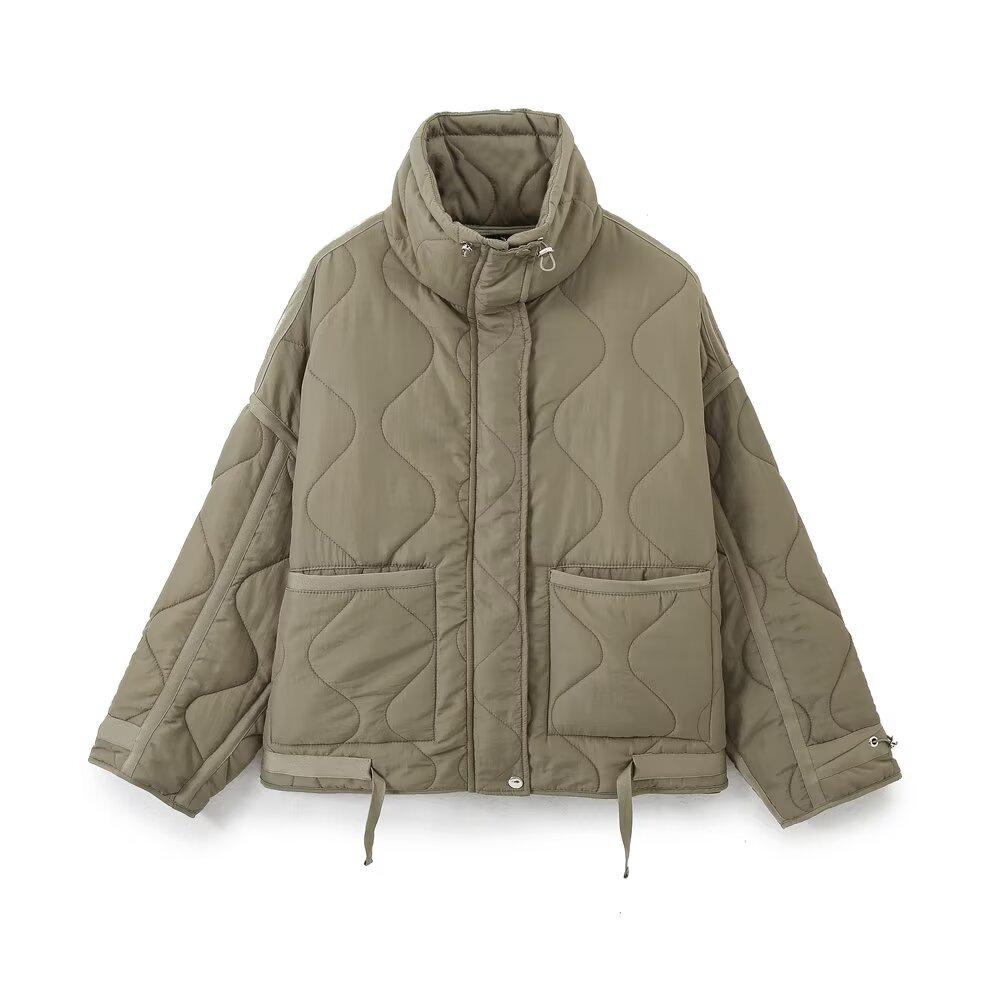 

Осень 2024 Женская универсальная хлопковая куртка в европейском и американском стиле Small зеленые хаки