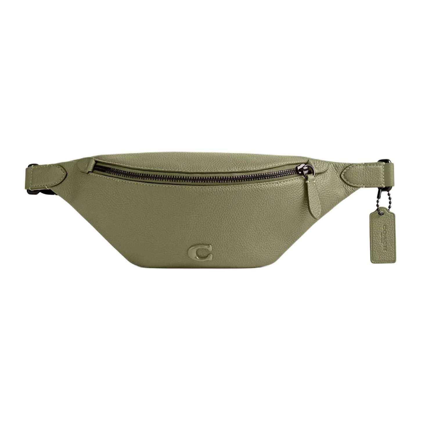 

Coach Charter 34 Logo Zip Closure Soft Pebble Leather Waist Bag Large Men waist bag Moss-Green CP402-MOS Basic Set (Bag+Dust Bag)