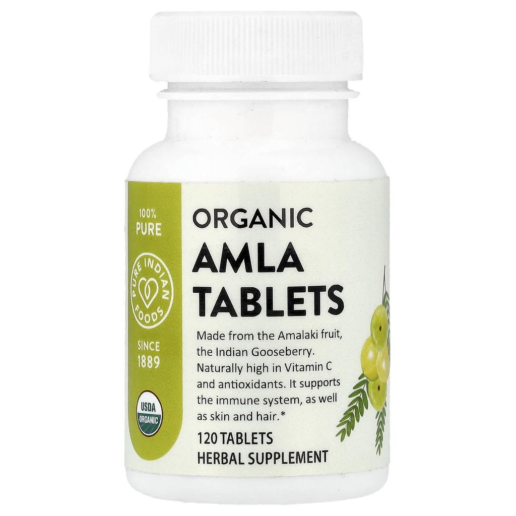 Pure Indian Foods, Organic Amla Tablets, 120 Tablets (400mg per Tablet)